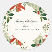 Oud Kerstgroen Patroon Ronde Sticker (Voorkant)