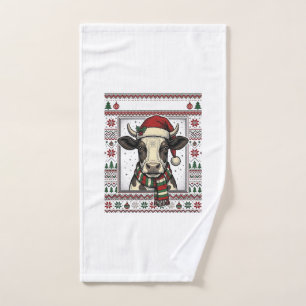 Oud Kerstkoe Lelijke Trui Shirt Ontwerp_1 Handdoek