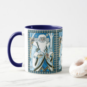 Oud Kerstmis, Blauwe Kerstman met Sneeuwbol Mok