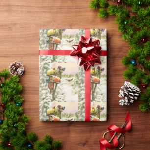 Oud Kerstmis, Brievenbussen in Winterlandschap  Cadeaupapier
