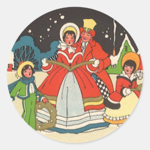Oud Kerstmis, een familie die kerstliederen zingt Ronde Sticker