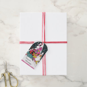 Oud Kerstmis, Fancy Victorianse stadsmensen Cadeaulabel
