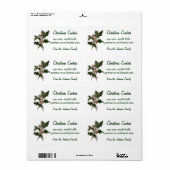 Oud Kerstmis, groene hulstplant met bessen Etiket (Full Sheet)