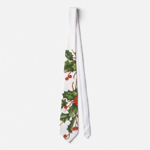 Oud Kerstmis, Hulstplant met Rode Bessen Stropdas