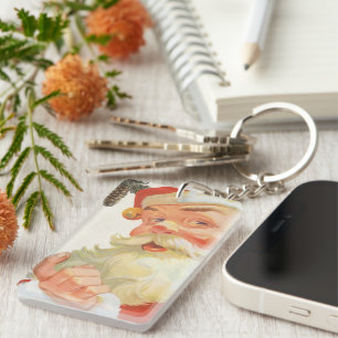 Oud Kerstmis, jolige Kerstman met een geheim Sleutelhanger