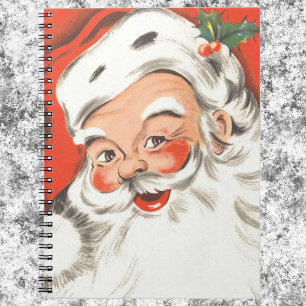 Oud Kerstmis, jolige Kerstman met glimlach Notitieboek