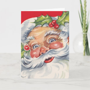 Oud Kerstmis, jolige Kerstman met zijn hoed Feestdagen Kaart
