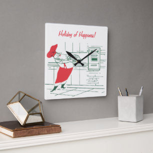 Oud Kerstmis, Kerstman Chef en Kalkoen Vierkante Klok