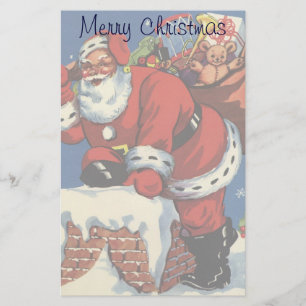 Oud Kerstmis, Kerstman gaat de Schoorsteen af met  Briefpapier