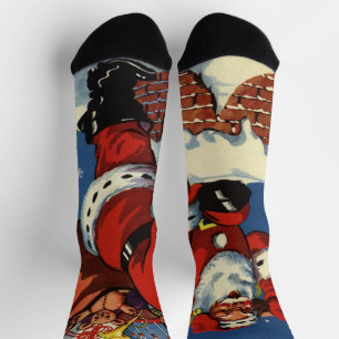 Oud Kerstmis, Kerstman gaat de Schoorsteen af met  Sokken