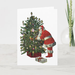 Oud Kerstmis, Kerstman met Cadeaus Feestdagen Kaart