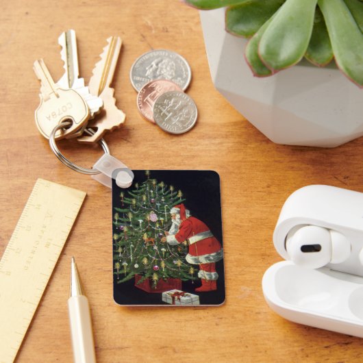 Oud Kerstmis, Kerstman met Cadeaus Sleutelhanger (Bureau)