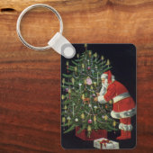 Oud Kerstmis, Kerstman met Cadeaus Sleutelhanger (Voorkant)