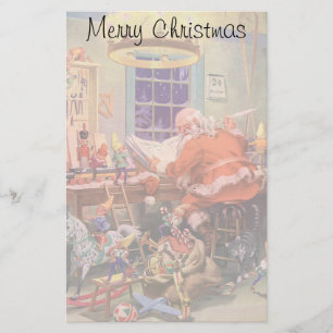 Oud Kerstmis, kerstman met elfen werkplaats Briefpapier