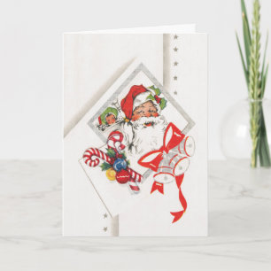 Oud Kerstmis, Kerstman met Rode en Witte Suikersto Feestdagen Kaart