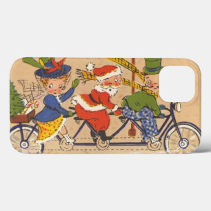 Oud Kerstmis, Kerstman rijdt op een fiets iPhone 13 Hoesje