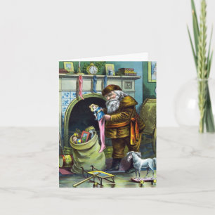 Oud Kerstmis, Kerstman Speelgoed Dank U Bedankkaart