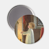 Oud Kerstmis, kind dat zich warmt bij de open haar Magneet (Voorkant / Achterkant)