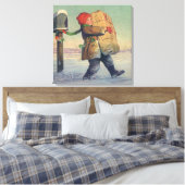 Oud Kerstmis, Kind met Groot Pakket Canvas Afdruk (Insitu (Slaapkamer))