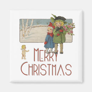 Oud Kerstmis Kinderen en Cherubijn Magneet