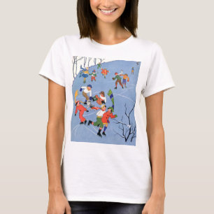 Oud Kerstmis, Kinderen schaatsen op een meer T-shirt