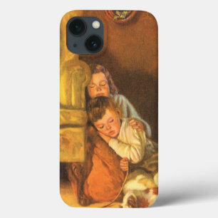 Oud Kerstmis Kinderen wachten op Kerstman iPhone 13 Hoesje