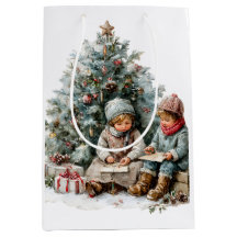 Oud Kerstmis Kinderen Waterverf
