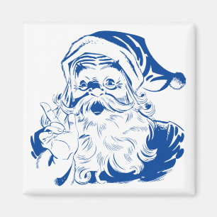 Oud Kerstmis, Retro jolige Kerstman in het blauw Magneet