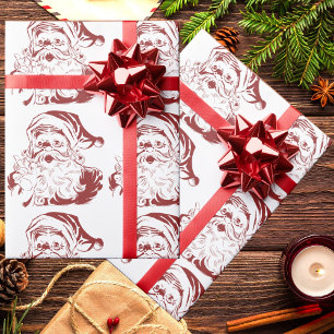Oud Kerstmis, Retro jolige Kerstman in het rood Cadeaupapier