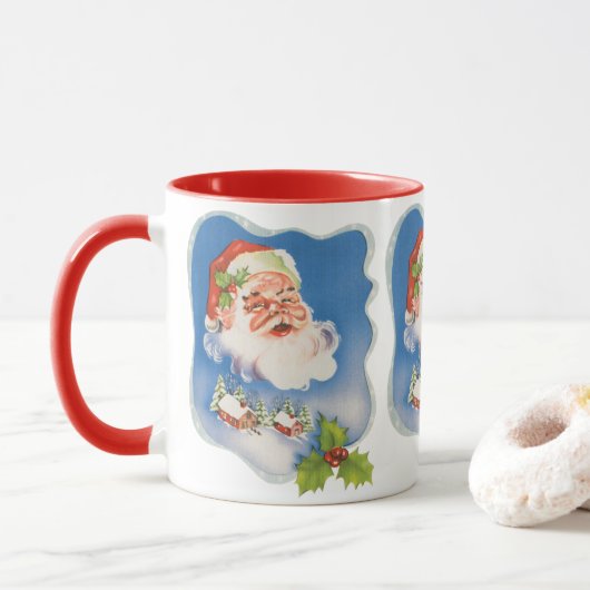 Oud Kerstmis, Retro Jolly Sinterklaas Mok (Met donut)