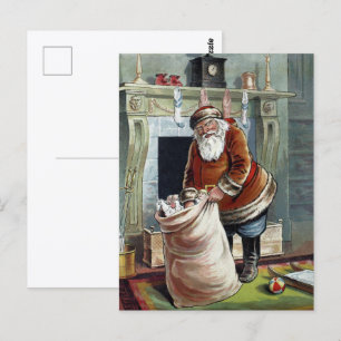 Oud Kerstmis, Sinterklaas bij de Haard Briefkaart