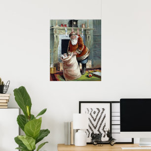 Oud Kerstmis, Sinterklaas bij de open haard Poster