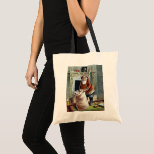 Oud Kerstmis, Sinterklaas bij de open haard Tote Bag