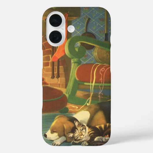 Oud Kerstmis, Slapende Dieren bij de Haard Case-Mate iPhone Case (Achterkant)