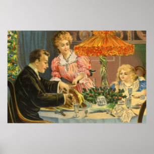 Oud Kerstmis, Victoriaans familiediner Poster