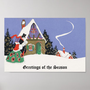 Oud Kerstmis, Victoriaans paar gaat naar feest Poster