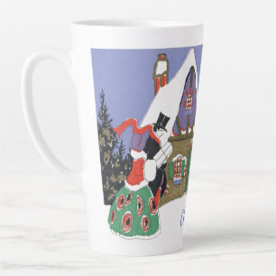Oud Kerstmis, Victoriaans Paar op Weg naar een Fee Latte Mok