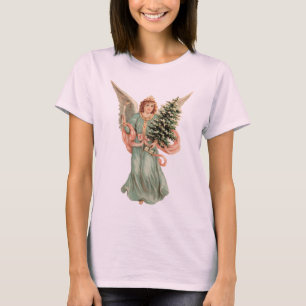 Oud Kerstmis, Victoriaanse engel met boom T-shirt