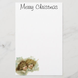 Oud Kerstmis, Victoriaanse engelen in de wolken Briefpapier