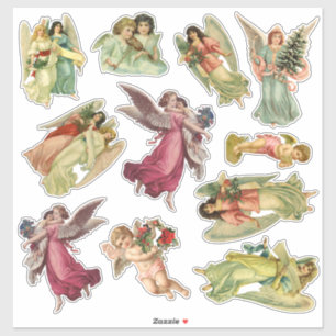 Oud Kerstmis, victoriaanse engelen Sticker