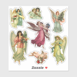 Oud Kerstmis, victoriaanse engelen Sticker