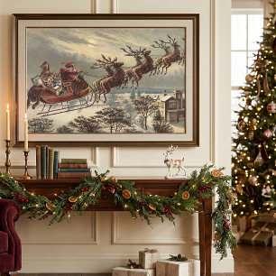 Oud Kerstmis, Victoriaanse Kerstman in slee Poster
