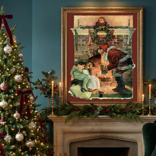 Oud Kerstmis, Victoriaanse Kerstman Kinderen Poster