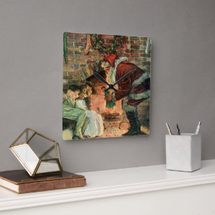 Oud Kerstmis, Victoriaanse Kerstman Kinderen Vierkante Klok