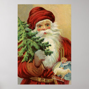 Oud Kerstmis, Victoriaanse Kerstman met Boom Poster