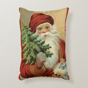 Oud Kerstmis, Victoriaanse Kerstman met Kerstboom Accent Kussen