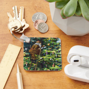 Oud Kerstmis, Victoriaanse Kerstman met Kerstboom Sleutelhanger