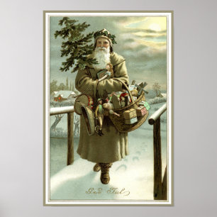 Oud Kerstmis, Victoriaanse Kerstman met Speelgoed Poster