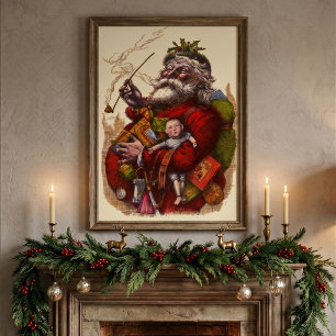 Oud Kerstmis, Victoriaanse Kerstman Met Speelgoed Poster