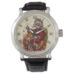 Oud Kerstmis, Victoriaanse Kerstman Pijp Speelgoed Horloge